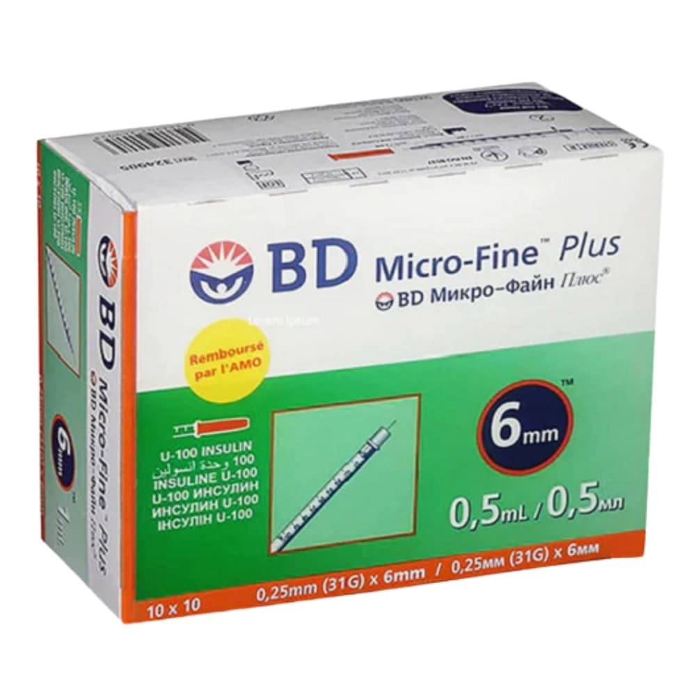 bd-micro-fine-plus-aiguille-insuline-31g-6mm AIGUILLES INSULINE MICROFINE 6 MM 100 PCS – Image 1