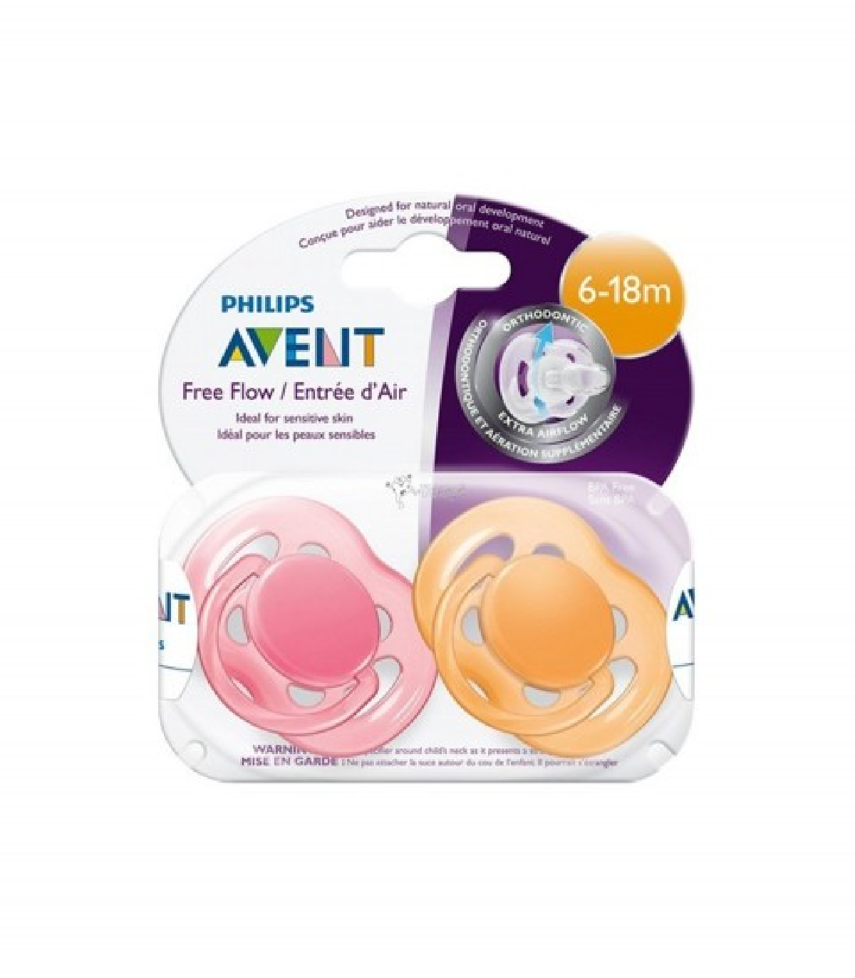 avent-2-sucettes-aerees-silicone-6-18-mois-lot-de-2 AVENT SUETTES FASHION (2 SUCETTES AEREES ) SCF172/68 – Image 1