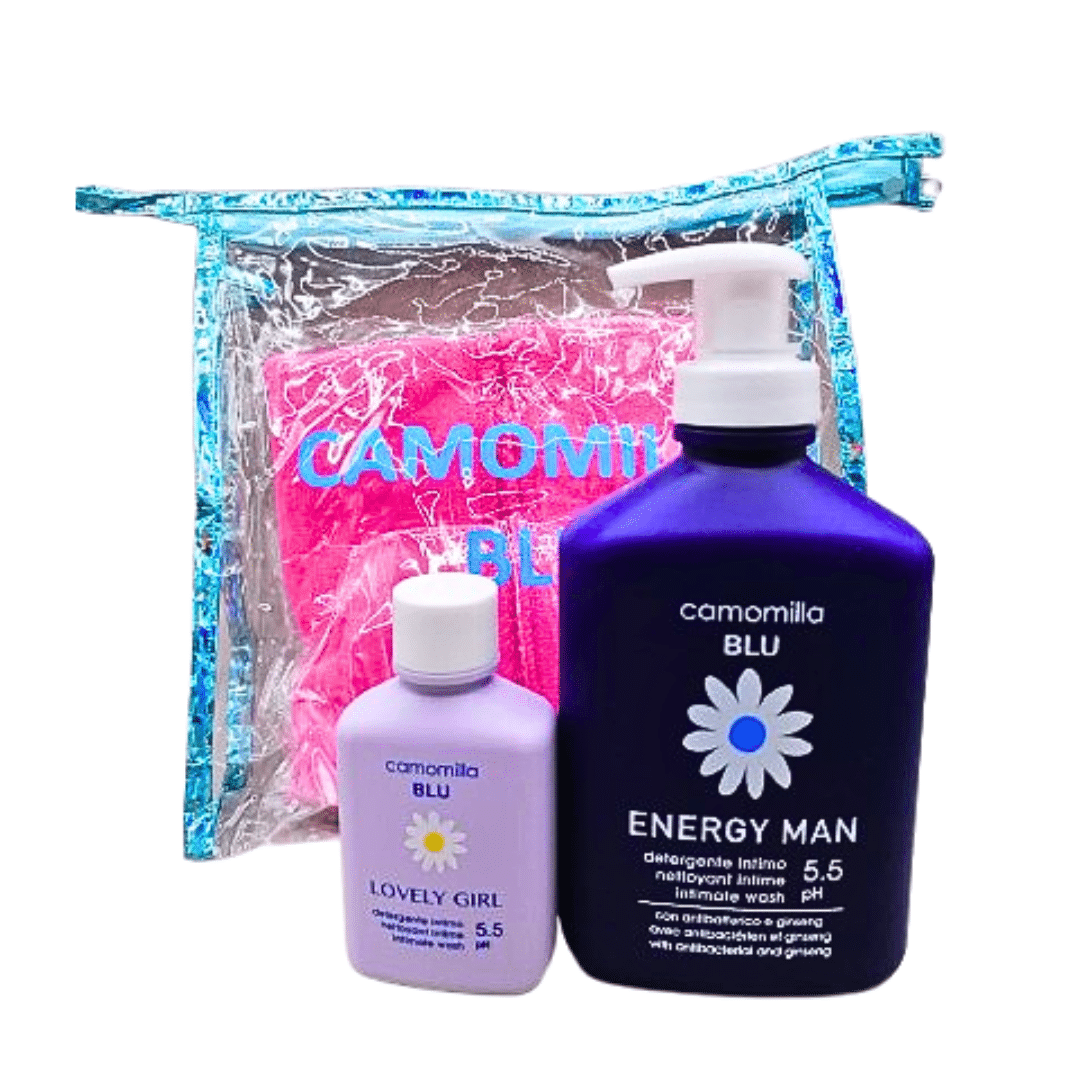 Camomilla-Blu-Energy-Man-300mlGel-Intime-EchServiette-Trousse Camomilla Blu energy man 300ml+gel intime ech+serviette trousse – Image 1