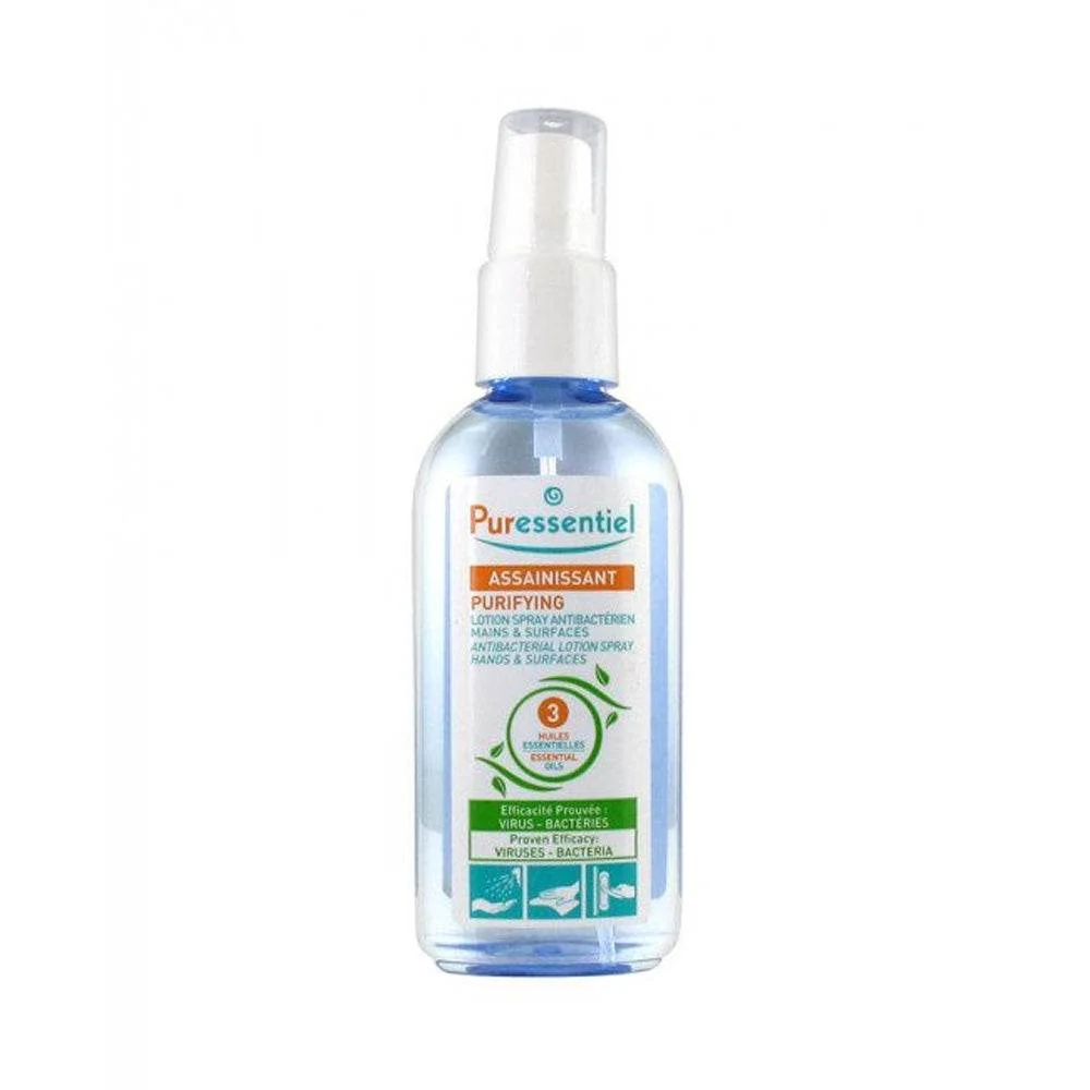 Puressentiel-Assainissant-Lotion-Spray-Antibacterien-Mains-Et-Surfaces-80ml-prix-maroc-parapharmacie-casablnaca Puress Assainissant lotion spray Antibacterin 80ml – Image 1