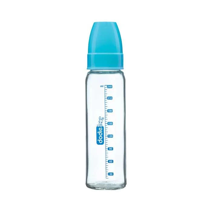 dodie-biberon-col-etroit-verre-240ml-bleu-lagoon DODIE BIBERON EN VERRE 240ML – Image 1
