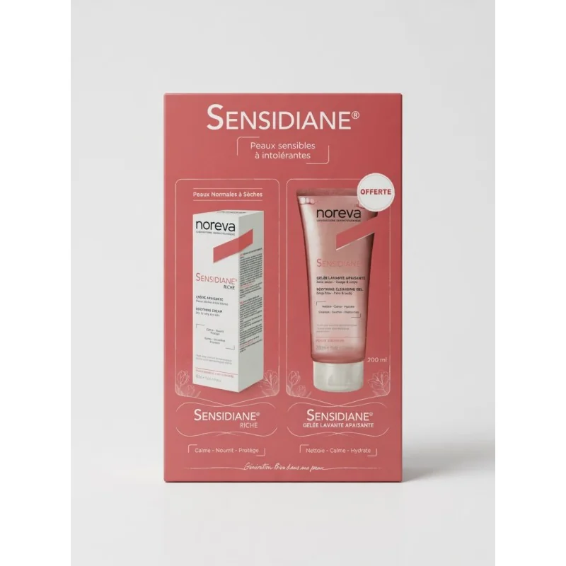 noreva-sensidiane-creme-apaisante-riche-achete-noreva-sensidiane-gelee-lavante-200ml-offerte- Sensidiane Duo pack " creme apaisante Riche 40ml+gel lavante 200ml " – Image 1