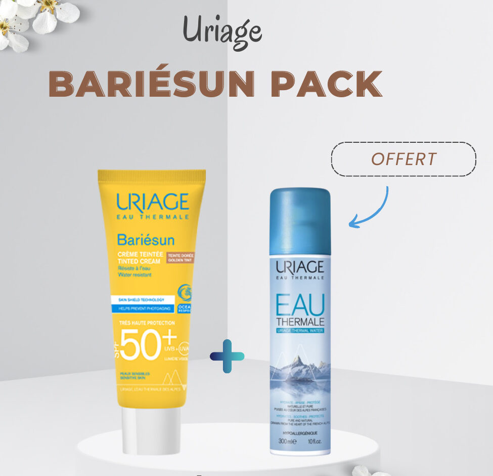 uriage-bariesun-ecran-teinte-doree-eau-thermale-50ml-offert-beautymall-e1741486722920 Uriage bariesun Duo pack " ecran teinte doree+Eau thermale 50ml" – Image 1