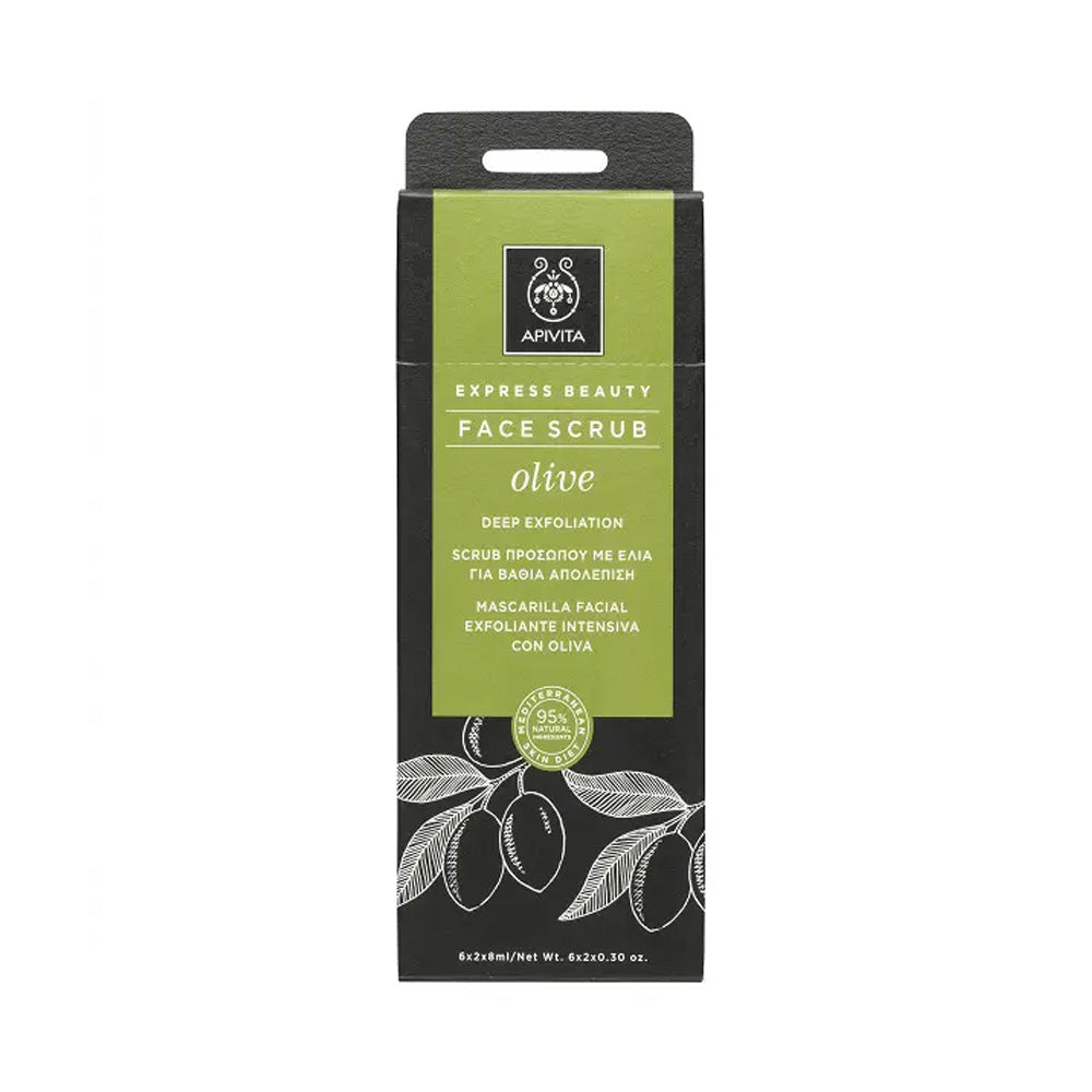 Apivita-Express-Beauty-Face-Scrub-Olive-6x2x8ml-prix-maroc-parapharmacie-casablanca Apivita Epresse beauty Face scrub Olive 6*2*8ml – Image 1