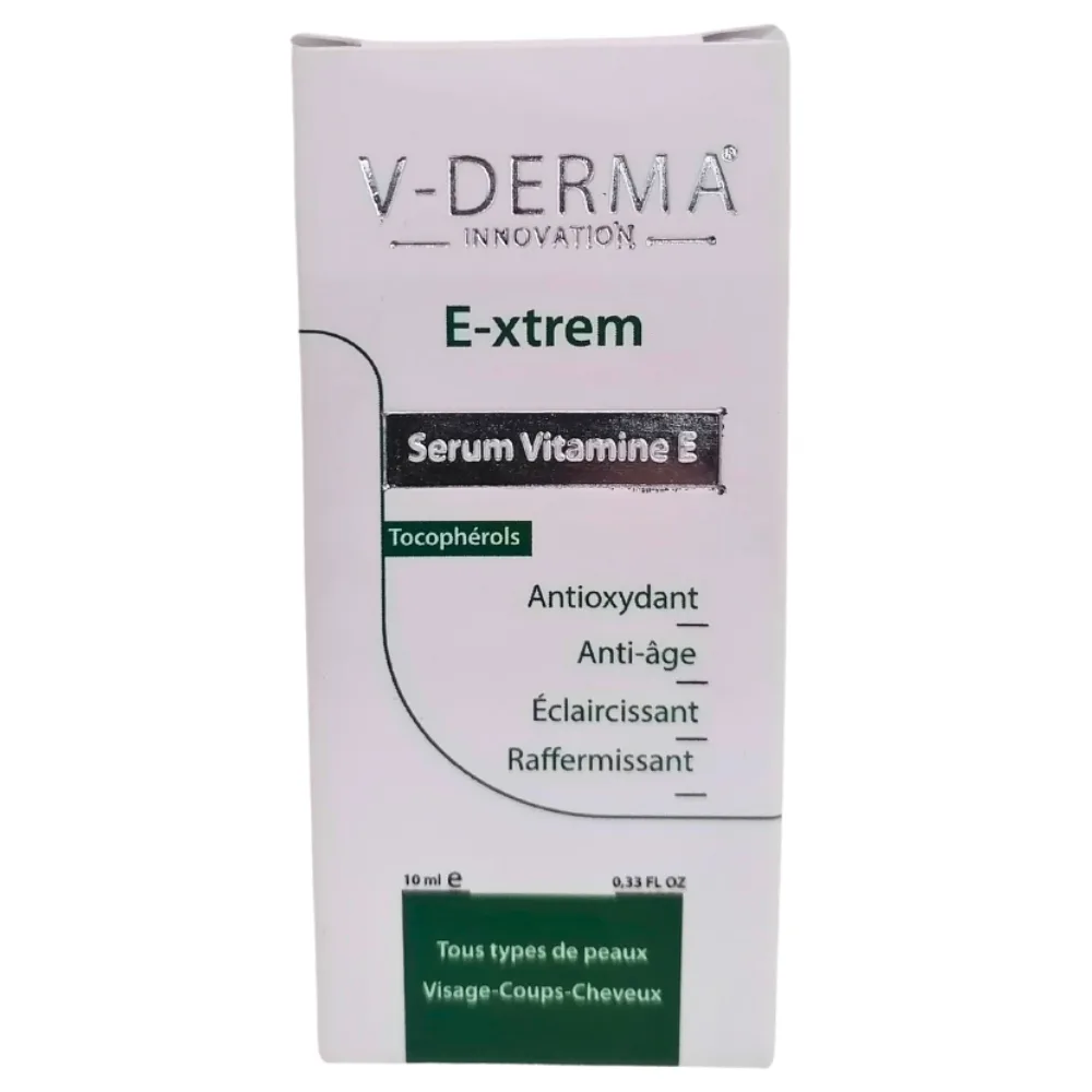 V-Derma-E-xtrem-Serum-Vitamine-E-Pure-Anti-age-10ml.jpg V-derma E-xtrem serum Vitamine E 10ml – Image 1