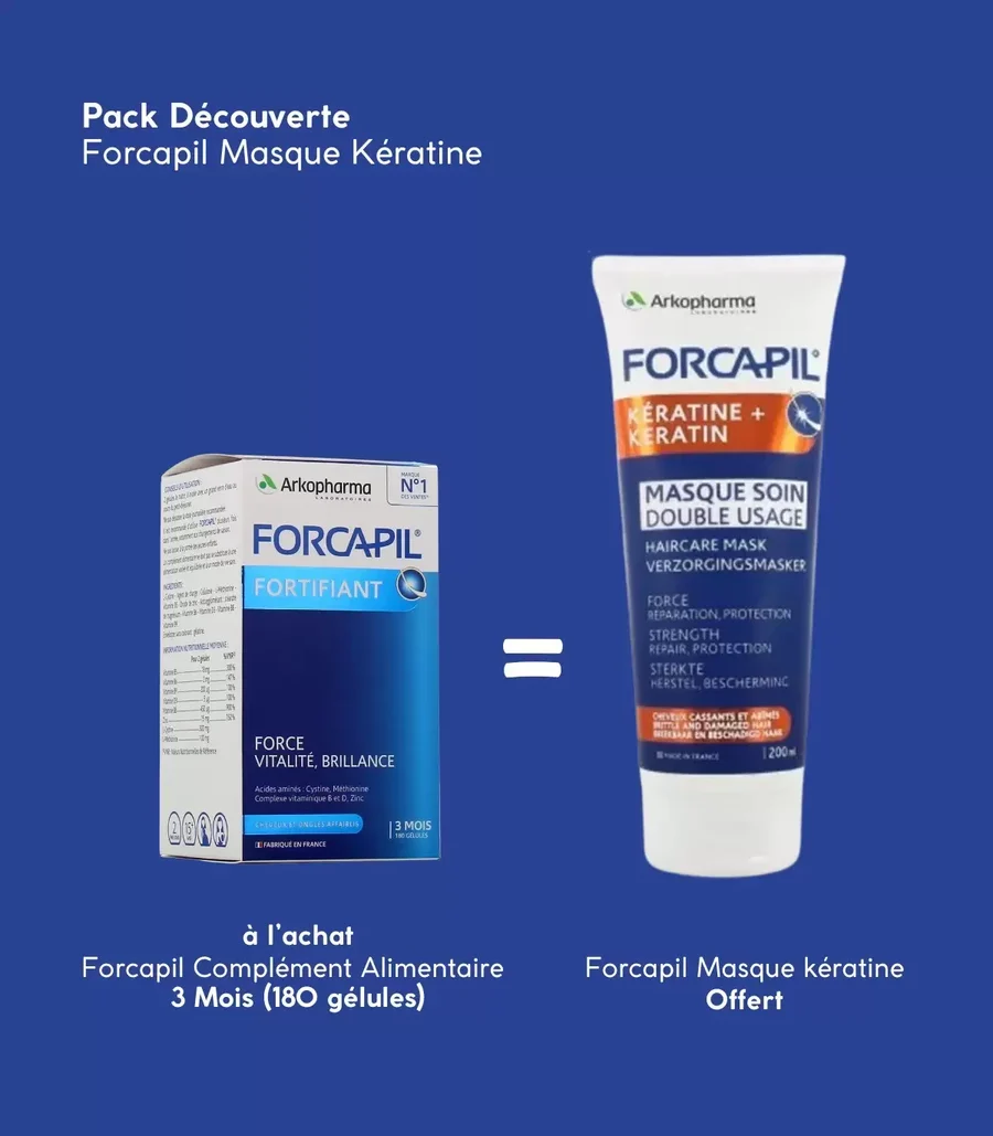 arkopharma-forcapil-pack-anti-chute-pack-gelules-masque-offert-novapara-parapharmacie-maroc_900x Forcapil bte 180 gelules+Shamp Fortifiant keratin 200ml pack – Image 1