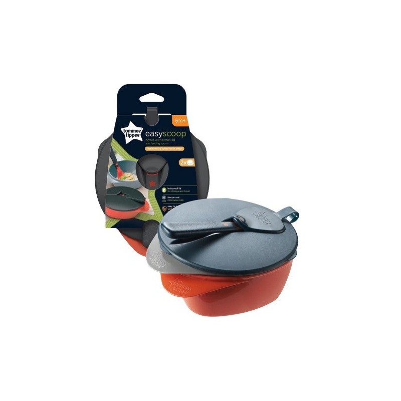 tommee-tippee-2-bols-avec-couvercle-et-cuillere Tommee Tippee 2 bols avec couvercles & cuillere Ref 44671892 – Image 1